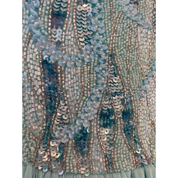 Aidan Mattox embellished aqua strapless poly maxi dress 4 - Picture 5 of 7